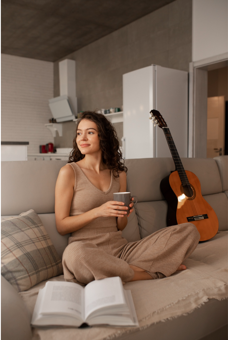 woman reading book
